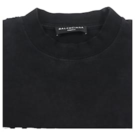Balenciaga-Balenciaga Cotton Print Check Distressed T-Shirt L-Other