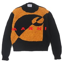 Autre Marque MARNI×CARHARTT Woll-Seiden-Logo-Strickpullover Schwarz Andere