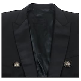 Balmain-Balmain Wool Polyester Emblem Button Jacket-Black