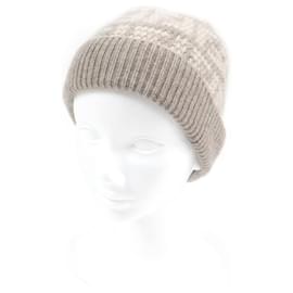 Fendi-Fendi Cashmere FF Logo Zucca Knit Hat Brown-Other