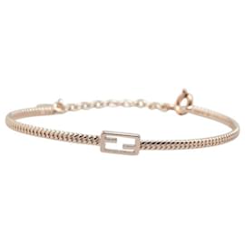 Fendi-Fendi FF Logo Gold Plated Bracelet-Golden