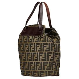 Fendi-Fendi Zucca Canvas Leather Handbag-Green