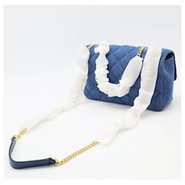 Versace-Versace Medusa Denim Leather Shoulder Bag-Blue