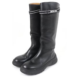Dior D-RACER Leather Knee-high Boots Black 37 Black