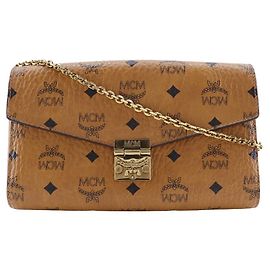 MCM Tracy Medium Shoulder Bag PVC Leather Brown