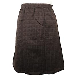 Fendi-Fendi Nylon Zucca Mini Skirt-Brown