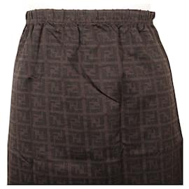 Fendi-Fendi Nylon Zucca Mini Skirt-Brown