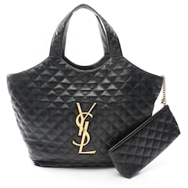 Yves Saint Laurent Icare Maxi Leather Tote Bag Black