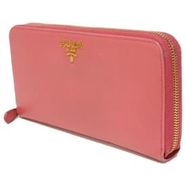 Prada-Prada Saffiano Zip Around Wallet-Pink