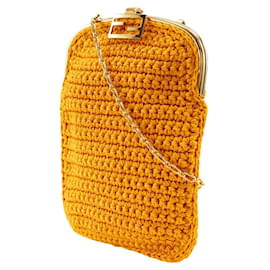 Fendi-Fendi Cotton Baguette Smartphone Bag 7AR966-Yellow