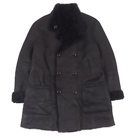 Giorgio Armani Sheepskin Pea Coat Dark Brown Dark brown
