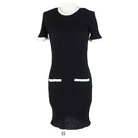 Vestido curto de manga curta bicolor em algodão Chanel Outro