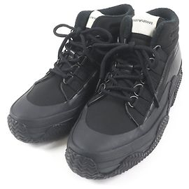 Emporio Armani Leather High Cut Sneakers Black