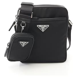 Prada-Prada Re-Nylon Saffiano Leather Shoulder Bag-Black