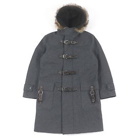 Casaco com capuz de lã, nylon e pele Dolce & Gabbana Marrom