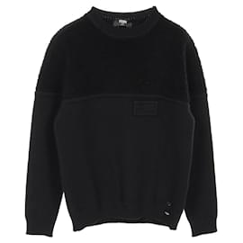 Fendi-Fendi Wool FF Logo Knit Top Black-Black