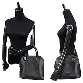 Fendi-Fendi Leather 2way Mini Tote Shoulder Bag Black-Black