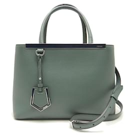 Fendi-Fendi Leather Petit 2Jours Handbag 8BH253-Green