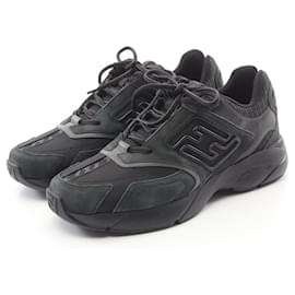 Fendi-Fendi Faster Suede Fabric Sneakers 7E1555-Black