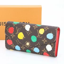 Louis Vuitton-Louis Vuitton x Yayoi Kusama RFID Monogram Portefeuille Sarah Leather Long Wallet-Brown,Monogram