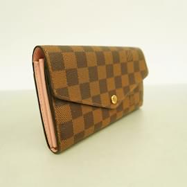 Louis Vuitton-Louis Vuitton Long Wallet in Ebene and Rose Ballerine-Pink,Damier ebene