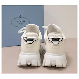 Prada-Prada  White Lace Up Textured Platform Athletic Cloudburst Sneakers  Sz.38-Pink