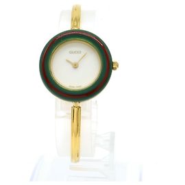 Reloj de cuarzo para damas GUCCI Change Bezel esfera blanca chapada en oro Otro