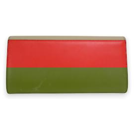 Fendi-Fendi FF Diamond Continental Leather Bi-fold Wallet-Red,Beige,Golden