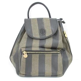 Fendi-Fendi Vintage Pequin Stripe Backpack-Black,Khaki