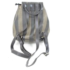 Fendi-Fendi Vintage Pequin Stripe Backpack-Black,Khaki