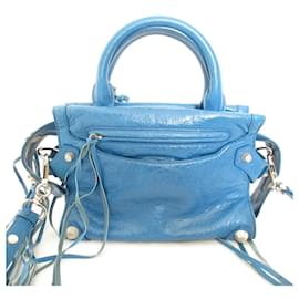 Balenciaga-Sac à bandoulière en cuir Balenciaga Mute City Mini 2WAY-Bleu