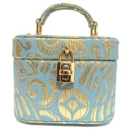Borsa Vanity Jacquard Alta Moda Dolce & Gabbana D'oro Blu chiaro