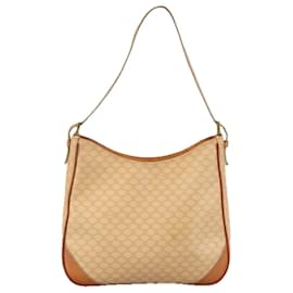 Céline-CELINE Macadam Canvas Shoulder Bag PVC Leather Beige Auth 105566-Beige