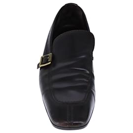 Louis Vuitton-LOUIS VUITTON Driving Shoes Leather 6 1/2 Dark Brown LV Auth bs21343-Dark brown