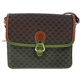 Céline-CELINE Macadam Canvas Shoulder Bag PVC Leather Brown Gold Auth yk16625-Brown,Golden