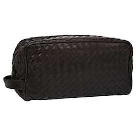 Autre Marque-BOTTEGA VENETA INTRECCIATO Clutch Bag Leather Brown Silver Auth 109143-Brown,Silvery