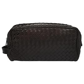 Autre Marque-BOTTEGA VENETA INTRECCIATO Clutch Bag Leather Brown Silver Auth 109143-Brown,Silvery