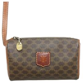 Céline-Celine Vintage Macadam Blazon Embossed Shoulder Bag-Brown