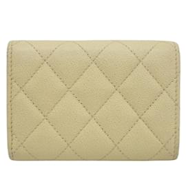 Chanel-Chanel Coco Mark Matelasse Caviar Skin Leather Tri-fold Wallet-Yellow