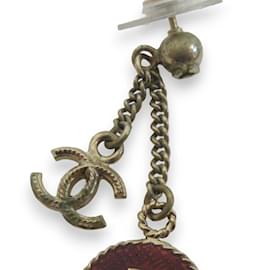 Chanel-Chanel Coco Mark & No5 Swing Earrings-Golden,Dark red