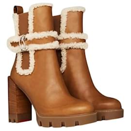 Christian Louboutin-CL Chelsea Lug 100 ankle boots in earth/beige-Beige