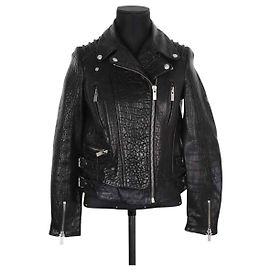 The Kooples Schwarze Lederjacke Schwarz