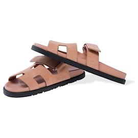 Hermès-HERMES Chypre Shoe in Pink Suede - 102386-Pink