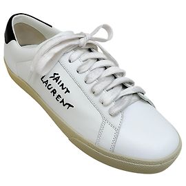 Klassische weiße Leder-Sneaker von Saint Laurent Weiß