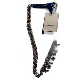Twin Set Neuer Twinset Schmuckgürtel mit Charms Größe M Schwarz