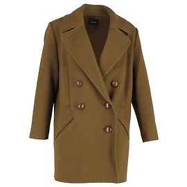 Isabel Marant Ziggy Double Breasted Coat in Olive Green Wool Green Olive green