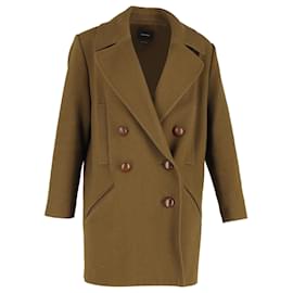 Isabel Marant-Isabel Marant Ziggy Double Breasted Coat in Olive Green Wool-Green,Olive green
