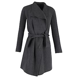 Joseph-Joseph Belted Coat in Grey Wool-Grey