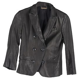 Blazer duplo em couro preto de Diane von Furstenberg Preto