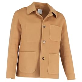 Sandro- Sandro Paris Buttoned Jacket with Pockets in Brown Wool-Brown